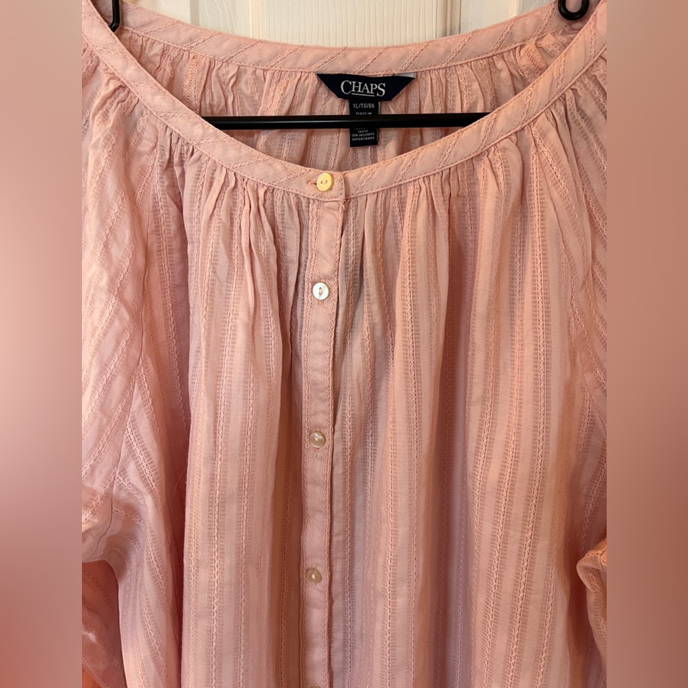 Chaps Light Pink Striped Blouse - Picture 2 of 8